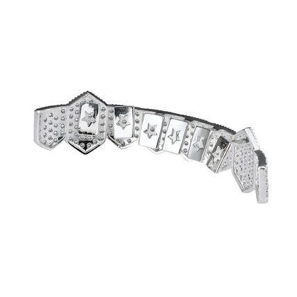 8 Teeth Top Grillz Mouth Full Iced Hip Hop Pink Zirkonia Tooth Caps