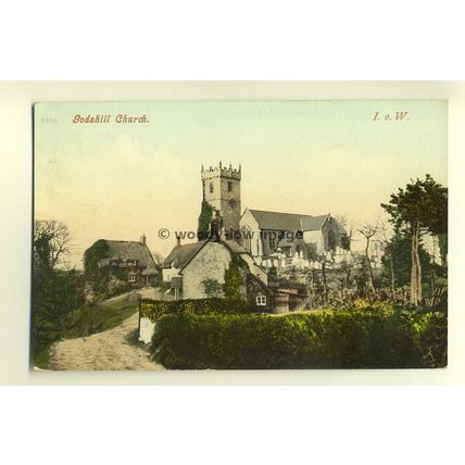 h0202 - Godshill Church & Village , Isle of Wight - postcard