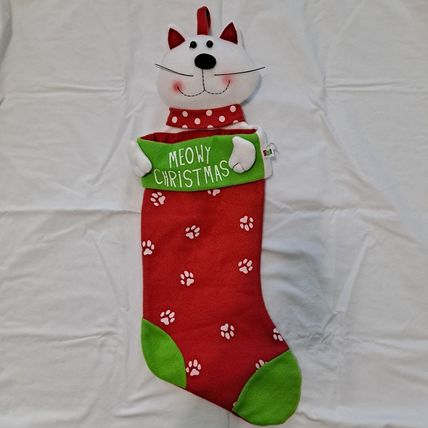 CAT PLUSH 24" "Meowy Christmas" STOCKING Stuffed Kitty dei