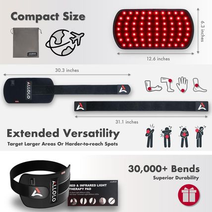 ALLOLO Red Light Therapy for Body, 3-In-1 LED Bead with Timer Remote Control, 12