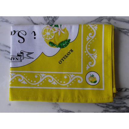 Italian Dessert Recipe Cotton Tea Towel 100% Cotton Yellow Italy Food tart cream