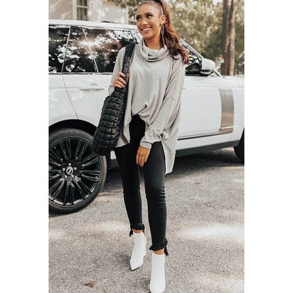 Gray Cowl Neck Shift Tunic Top