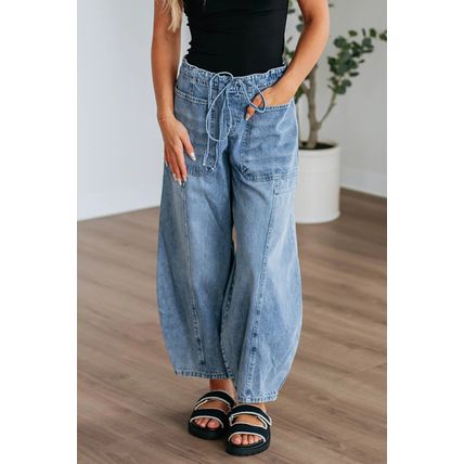 Myosotis Large Patch Pocket Drawstring Paperbag Waist Barrel Jeans