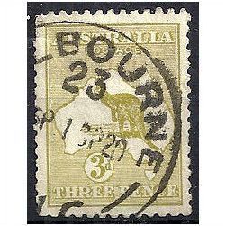 Australia 1915 SG37 3d Yellow-Olive Fine Used. .