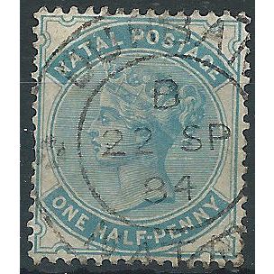 Natal 1882 SG97 1/2d Blue-Green Wmk Crown CA Fine Used..