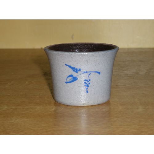 Sweet Miniature Hand Painted Stoneware Pot / Sake Cup - Marked