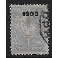 Mi 71: 1 st. pale lilac Definitive Postage Stamp: Lion, overprinted '1909.'