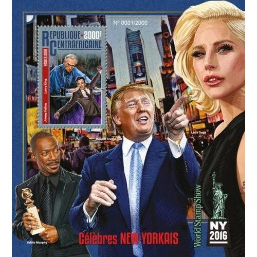 CENTRAL AFRICA 2016 SHEET MNH NEW YORK CELEBRITIES DONALD TRUMP MURPHY 2A