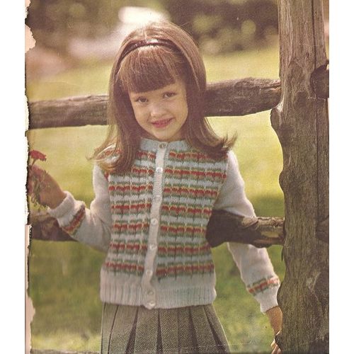 Knit Sweater Pattern Child's Striped Cardigan