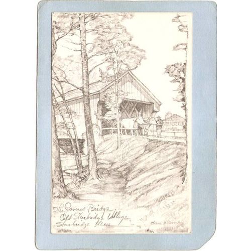 MA Sturbridge Covered Bridge Postcard Old Covered Bridge From Dummerston V~213