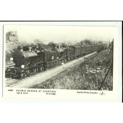 Railway SOUTHERN Double Headed at Cheriton Postcard (Pamlin M838)