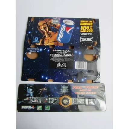 Star Wars Trilogy Edition Pepsi Box 1996 & Limited Edtion Watch Feel the Force