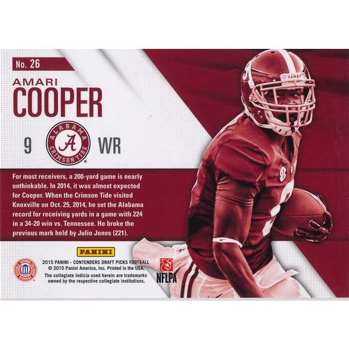 2015 Panini Contenders Draft Picks School Colors 26 Amari Cooper Crimson Tide
