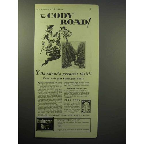 1930 Burlington Route Railroad Ad - The Cody Road