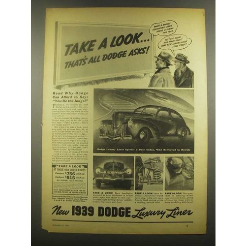 1939 Dodge Luxury Liner Special 2-door Sedan Ad