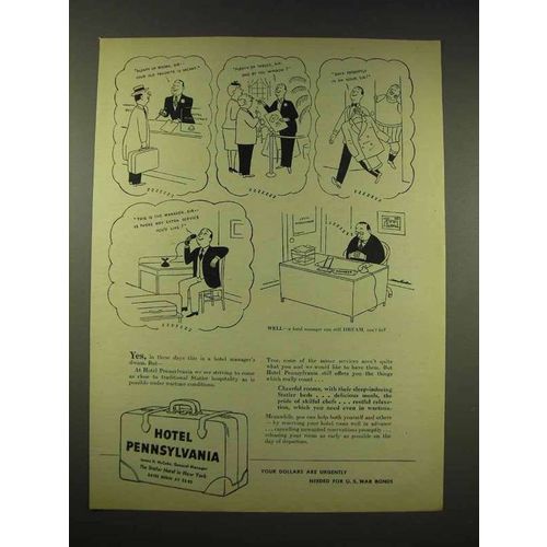 1944 Hotel Pennsylvania Ad - Manager Can Still Dream