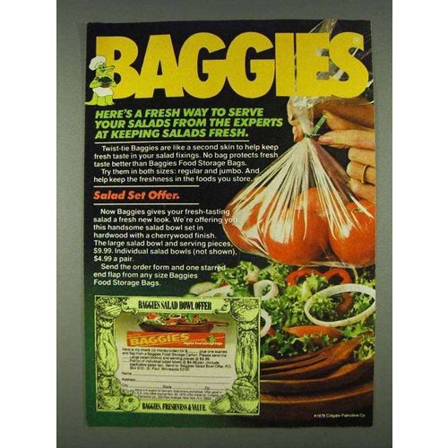 1978 Baggies Food Storage Bags Ad - Serve Salads