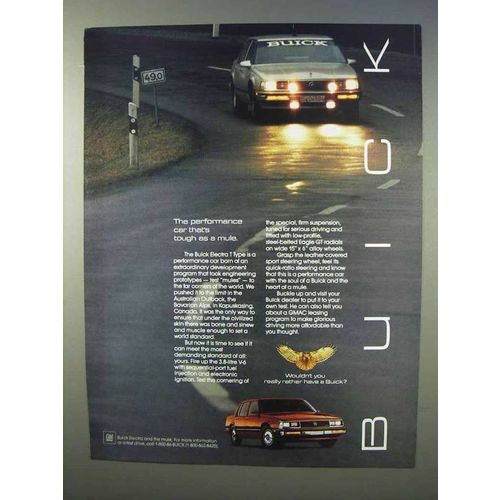 1985 Buick Electra T Type Car Ad - Tough as a Mule