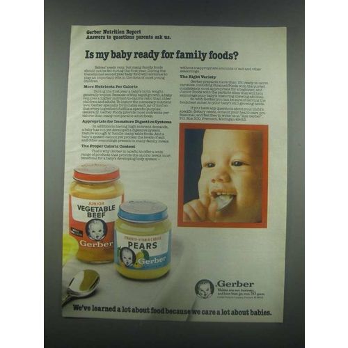 1985 Gerber Baby Food Ad - Ready for Family Foods?