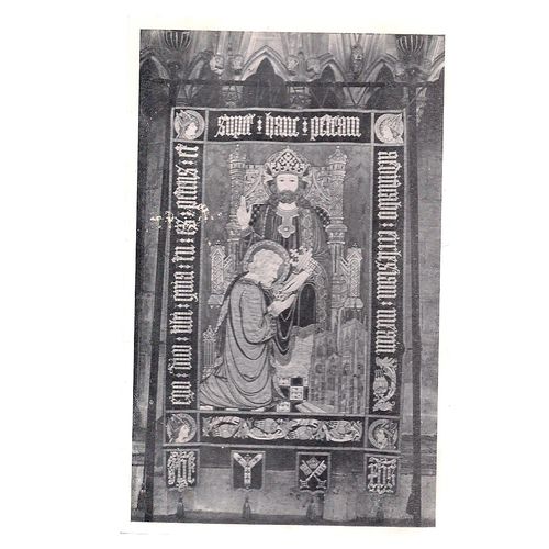 YORK MINSTER, PROCESSIONAL BANNER unused vintage postcard RP =