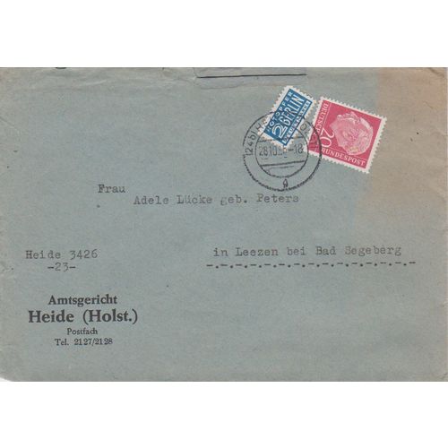 Germany West Berlin 1955 cover with dual Berlin & West Germany stamps