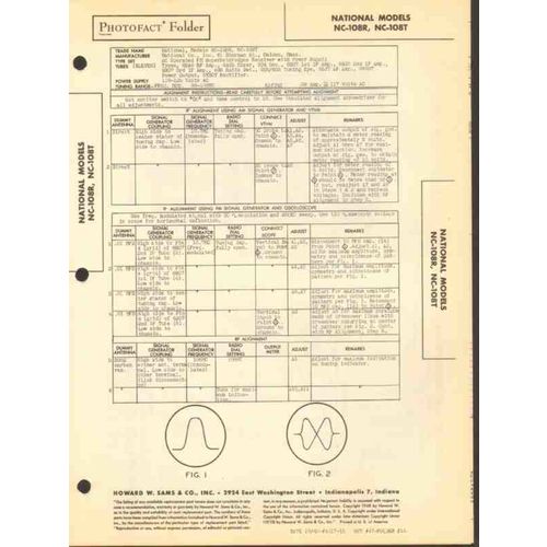 NATIONAL model NC-108R NC-108T FM radio receiver Sams Photofact manual