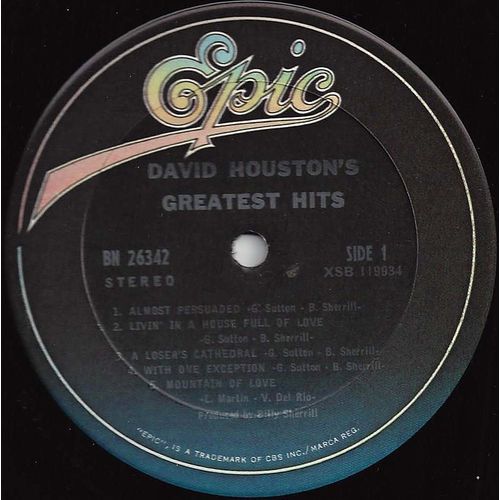 Epic #BM-26342 stereo LP "David Houston's Greatest Hits"
