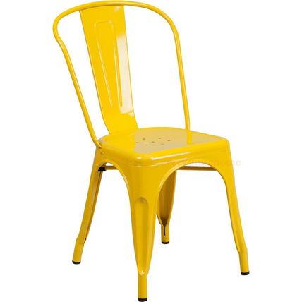 Tolix Style Yellow Metal Stack Industrial Chic Dining Chair 1-4 Unit Discounts