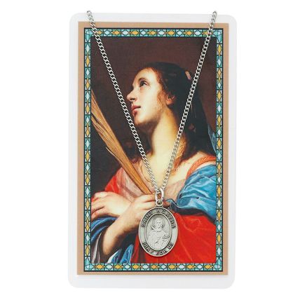 St. Agatha (patron saint against breast cancer) Necklace with 3 prayer cards