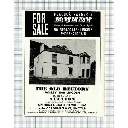 The Old Rectory Saxilby Lincolnshire House Sale Advert - 1966 Cutting