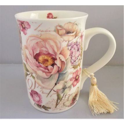 Summer River Floral Flower China Mug