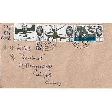 GB 1965 Battle of Britain 4d stamps FDC Guildford pm