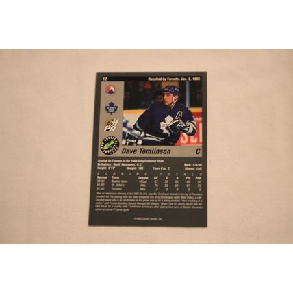 Dave Tomlinson 1993 Classic Pro Hockey Prospects NO. 12