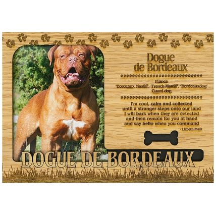 Dogue de Bordeaux Engraved Wood Picture Frame Magnet
