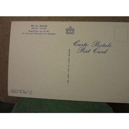 BIC, RIMOUSKI, QUEBEC, CANADA unused postcard =