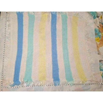 Cozy Baby Single Crochet Stitch Blanket Afghan 40x48 - Blue,White,Yellow,Green