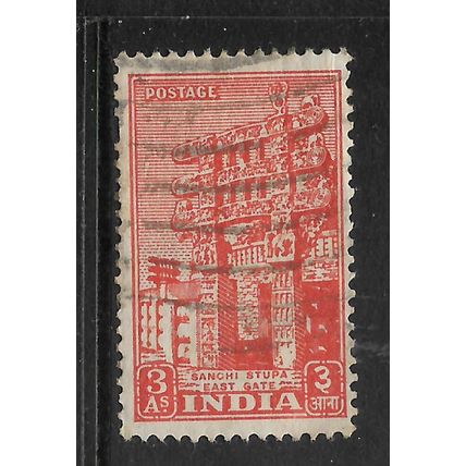 INDIA 1949 3d BROWN ORANGE SANCHI STUPA EAST GATE SG 314 FINE USED#