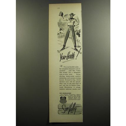 1952 Union Pacific Railroad Sun Valley, Idaho Ad - Your health!