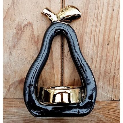 Tea Light Candle Holder Black Ceramic Ornament