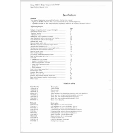 Volvo 440 460 Body Service Manual 1995 TP8203031 Reprint
