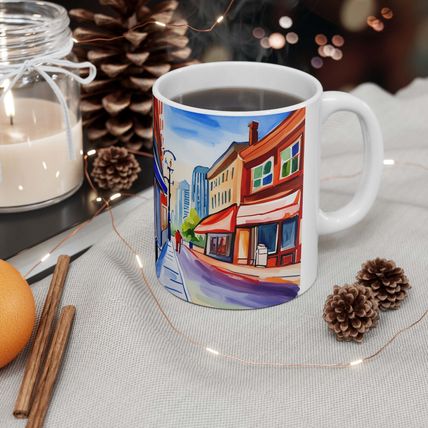 At the Cafe Vancouver British Columbia #34 Mug Ceramic Coffee Mug 11oz