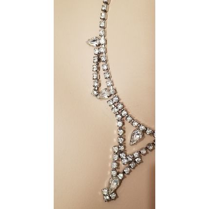 Vintage Silver Tone Prom/Formal Rhinestone Choker Necklace
