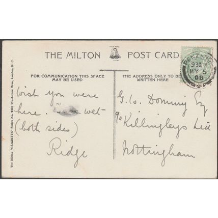 The Promenade, Penzance, Cornwall, 1908 - Milton Glazette Postcard