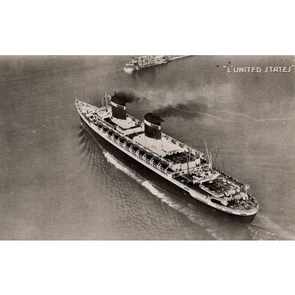 AK Le Havre The United States Ship Seen by Airplane Old RPC Postcard