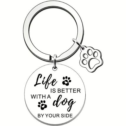 Life is Better With a Dog By Your Side Keyring/Charm/Gift Stainless Steel *UK**