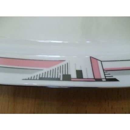 J L Menau - Serving Platter - Pink Grey Art Deco - Length approx 32cm