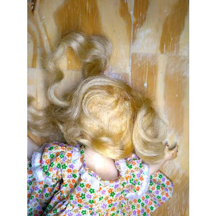 Vintage Ideal Doll P90 Creepy Girl Floral Dress Eyes Open /Close- Halloween Doll