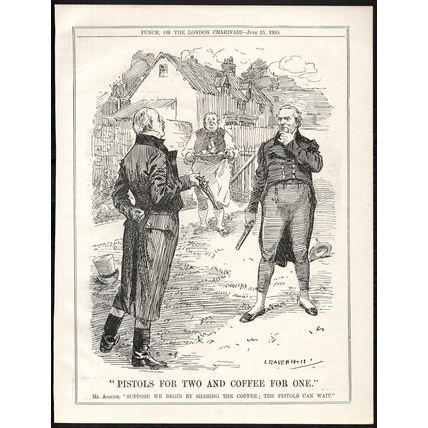 PISTOLS FOR TWO AND COFFEE FOR ONE 1910 Leonard Raven-Hill PUNCH CARTOON PAGE