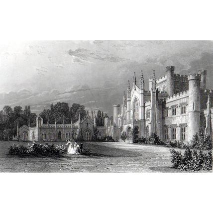 SOUTH VIEW OF LOWTHER CASTLE 1858 Thomas Allom - J. Thomas ANTIQUE ENGRAVING