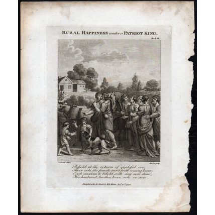 RURAL HAPPINESS UNDER A PATRIOT KING 1794 John Barlow - Richard Corbould ETCHING